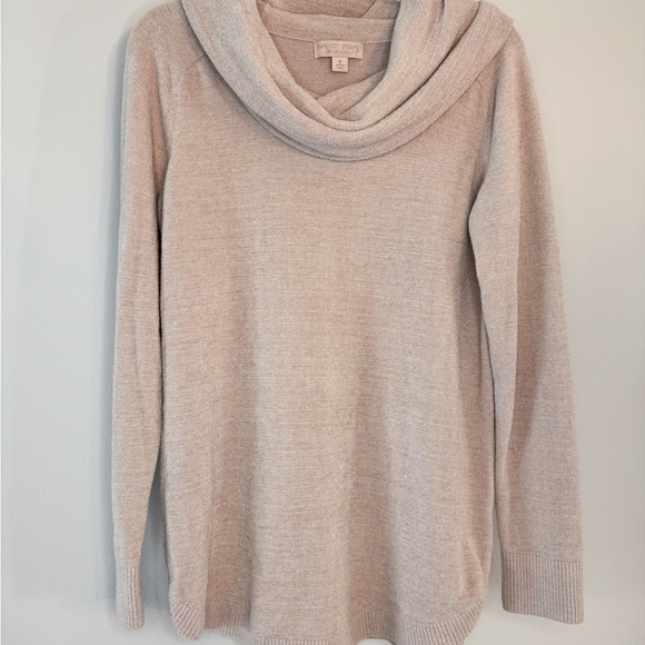 Barefoot Dreams CozyChic Sweatshirt blush pink Ultra Lite cowl neck Tunic M - Picture 3 of 8